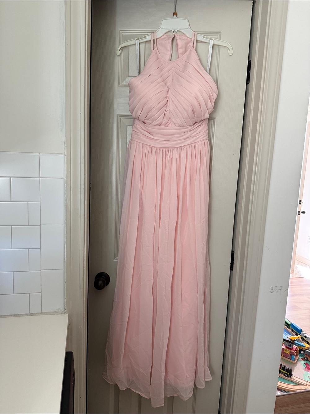 Bill Levkoff Blush Pink Chiffon Gown